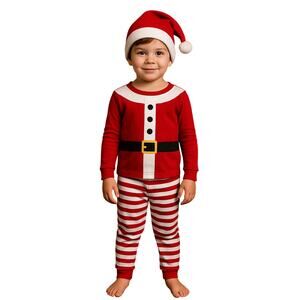 New 3t Unisex Matching Santa Elf Family Pajamas 3 Piece Set Christmas‎ Holiday